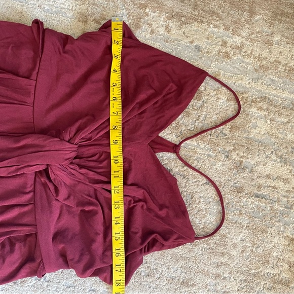 Moulinette Soeurs Willa Jersey Knit Jumpsuit Burgundy Red Racer Back Wide Leg: L - Picture 7 of 13